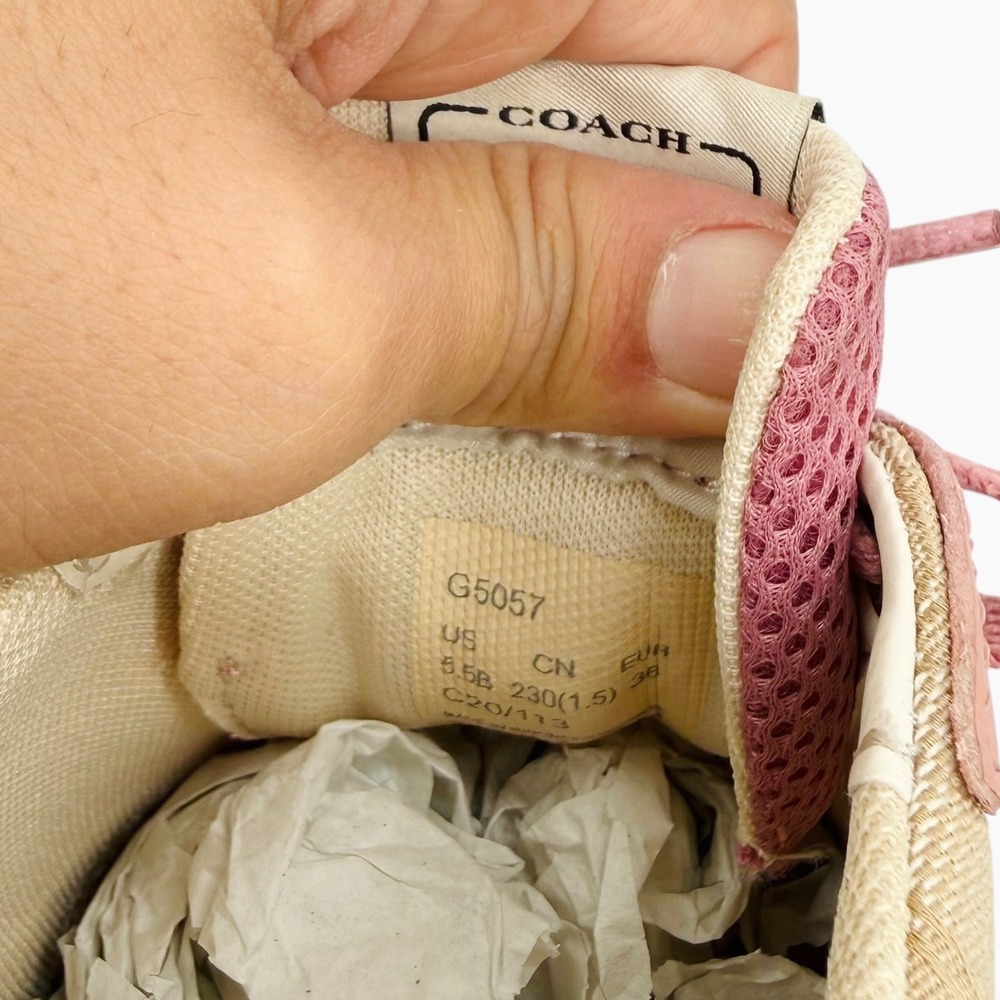 Coach C152 Sig Tech Runner Sneakers Light Khaki Pink G5057 Womens 5.5 B - Picture 5 of 7